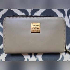 Dooney & Bourke Light Gray Wallet with Gold Accent